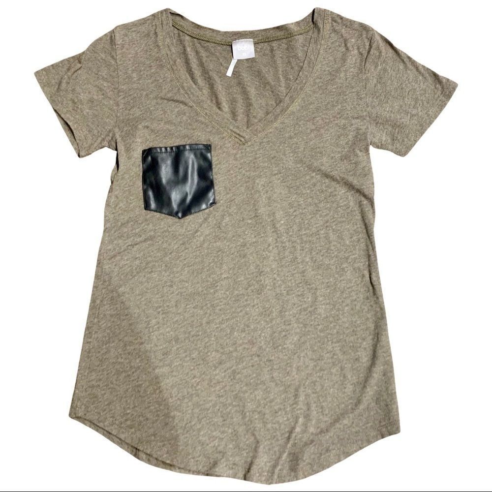 Bobi Brown V-Neck Tee With Vegan Leather Pocket 